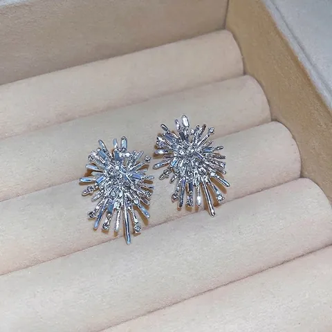 Feuerwerk Sternenschliff Ohrstecker Mit Straßsteinen Und 925 Sterling Silber Ohrstiften Für Damen Mode Schmuck