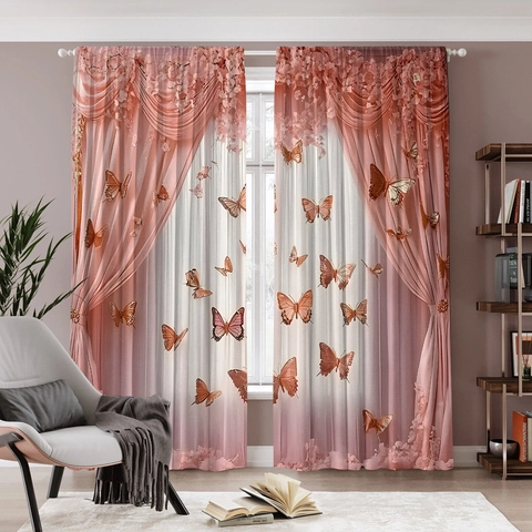 European Luxury 3D Printed Curtains Polyester Blackout Baroque Floral Pattern Roman Column Drapes For Living Room