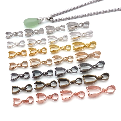 Copper Metal Pinch Bails Pendant Clasps For Jewelry Making DIY Necklace Connectors Multiple Sizes Multi Color