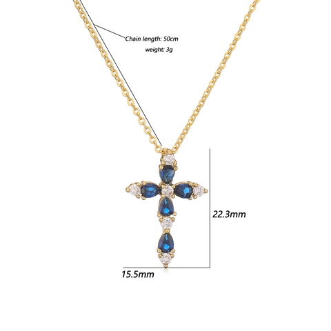Collana Con Pendente A Croce Rame Zircone Colorato Marquise Goccia D'acqua Gemma Gioielli Delicati Donne Elegante