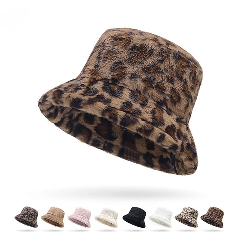 Bob En Fausse Fourrure Peluche Hiver Chaud Épaissi Coupe-Vent Imprimé Léopard Couleur Unie Pour Femmes