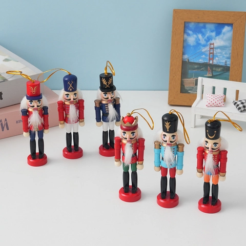 Traditional Christmas Nutcracker Soldier Ornaments Painted Wood Figures With Hanging Cords European Style Holiday Home Decor
