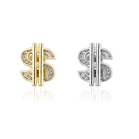 Hip Hop Dollar Sign Tooth Grillz Single Tooth Cap Gold Silver Color Zirconia Inlaid Tooth Jewelry For Men Women Accessory