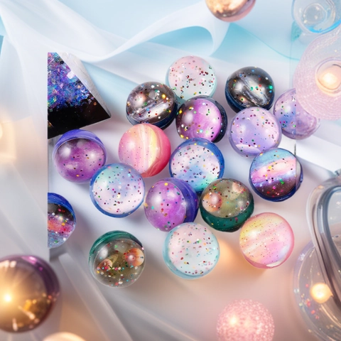 Gummiflummis Sternenhimmel Galaxie Glitzer Bälle Für Partygeschenke Belohnungen Automaten Verschiedene Stile Schwimmend