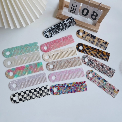 Acetaat Haarkam Met Brede Tanden Antistatisch Ontwarren Marmer Luipaardprint Styling Tool Voor Dames Dagelijkse Haarverzorging