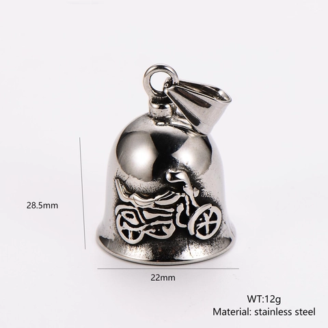 Retro Motorcycle Bell Pendant Necklace Stainless Steel Vintage Biker Style Punk Jewelry For Men Women