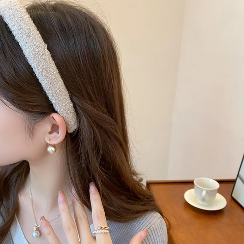 Plush Thickened Headband Lamb Wool Bouclé Padded Hair Band High Top Non-Slip Korean Style Autumn Winter Sweet Women