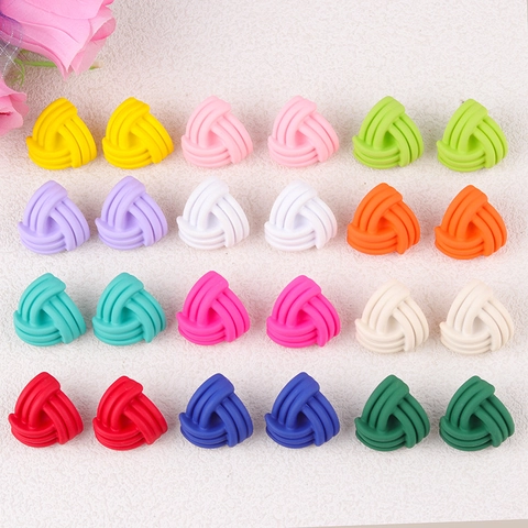 Minimalist Acrylic Triangle Twisted Knot Stud Earrings For Women Matte Painted Geometric Korean Fashion Jewelry Simple Earring Accessories