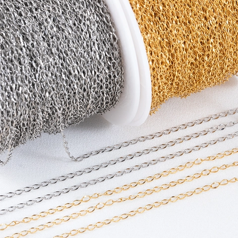 Stainless Steel Cable O Chain Bulk Roll Jewelry Making DIY Accessories For Necklace Bracelet Color Retention