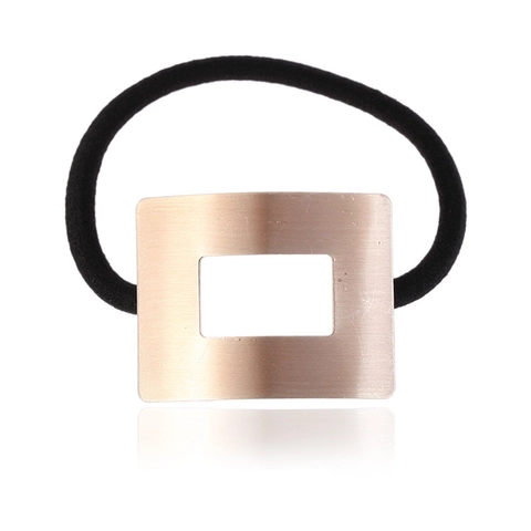 Elastico per Capelli Rettangolare Vuoto in Metallo Spazzolato Minimalista da Donna Fermacoda Elastico in Lega Geometrica
