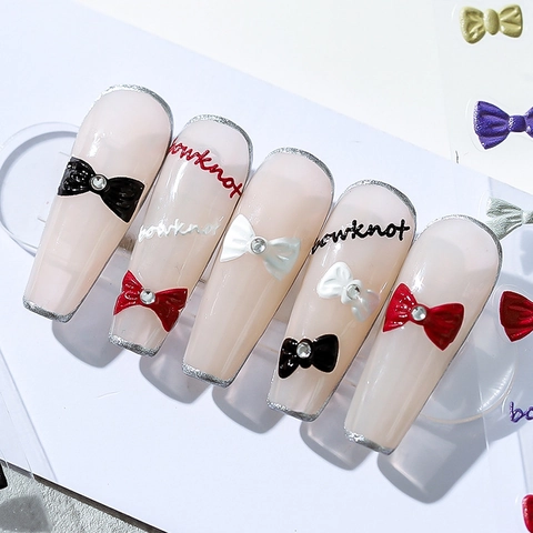 Embossed Nail Art Stickers Relief Bowknot Design Self Adhesive Manicure Decoration DIY Nail Decals