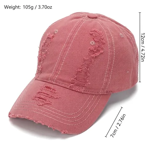 Καπέλο Του Μπέιζμπολ Distressed Ripped Βαμβακερό Καμβά Vintage Retro Σκίαστρο Ρυθμιζόμενο Casual Για Άνδρες Γυναίκες
