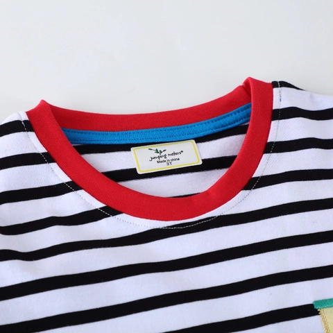 Jungen Langarm T-Shirt Baumwolle Gestreift Baufahrzeug Applikation Rundhalsausschnitt Lässige Oberteile Für Kinder