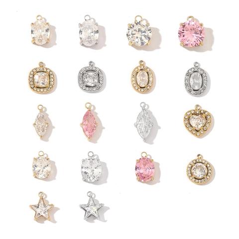 Diy Jewelry Making Charms Stainless Steel Zircon Rhinestone Pendants For Necklaces Bracelets Accessories