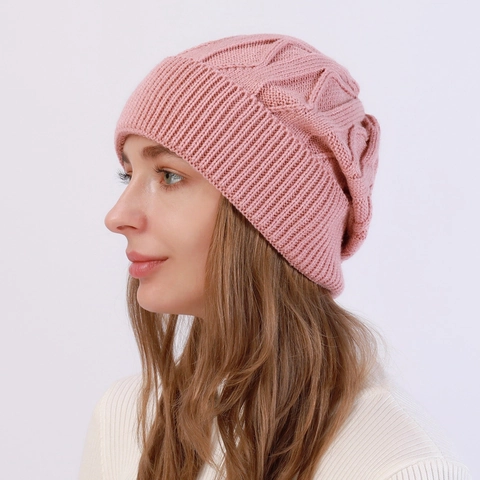 Gorro de Punto de Acrílico con Patrón de Ondas de Invierno para Hombre Mujer Cálido Suave Alta Elasticidad Color Sólido Slouchy Skull Cap Accesorio Moda
