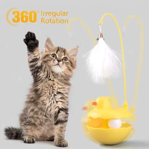 Juguete Para Gatos Tentetieso Interactivo Varita Con Pluma Y Campana Bolas De Seguimiento Forma Patito Plástico ABS
