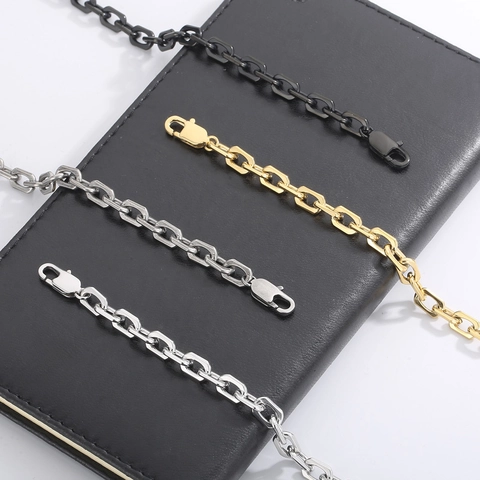 Joyas De Collar Y Pulsera De Cadena Geométrica De Acero Inoxidable Minimalista Para Hombres Mujeres Unisex