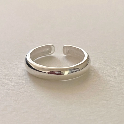 925 Sterling Silver Ring Minimalist Adjustable Open Finger Band Polished Plain Surface Geometric Fashion Jewelry Women