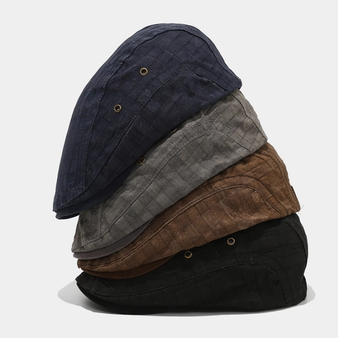 Gorra Plana Vintage De Algodón Para Hombre Mujer Ojales Metálicos Transpirables Hebilla Ajustable Retro Ivy Sombrero
