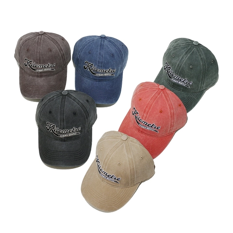Berretto Da Baseball In Cotone Lavato Vintage Ricamo Lettere Regolabile Protezione Solare Tempo Libero Unisex