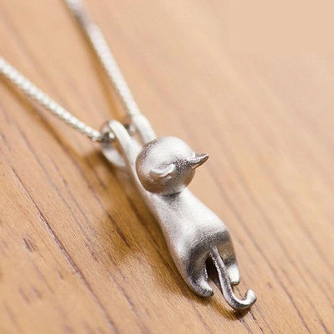 Katzen Anhänger Halskette Kupfer Zirkon Stretching Kätzchen Schlüsselbeinkette Minimalistisches Süßes Tier Accessoire Schmuck Geschenk Für Damen