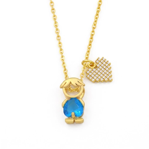 Collar Con Colgante De Corazón Y Circonita Para Niño Y Niña Cobre Chapado En Oro De 18K Cadena De Clavícula Minimalista Joyas Para Parejas