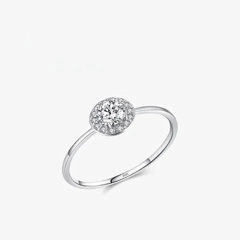 Halo Ring 925 Sterling Silber Mit Rundem Zirkonia Minimalistischer Eleganter Schmuck Für Frauen