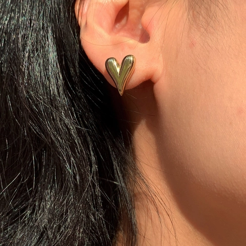 Minimalist Stainless Steel Heart Stud Earrings For Women Chic 14K Gold Plated Heart Shaped Earrings Jewelry Accessory Fashionable Gift