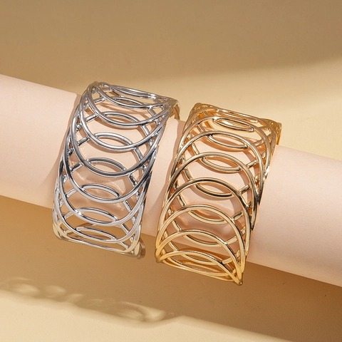 Bracciale Rigido A Cerchio Vuoto Geometrico In Metallo Aperto Gioielli Di Moda Moderni Minimalisti Per Donne