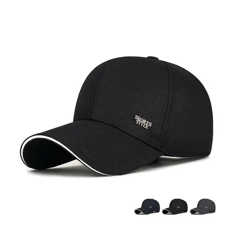 Business Casual Baseball Cap Polyester Sports Metal Label Curved Brim Adjustable Sun Protection Men Outdoor Hat