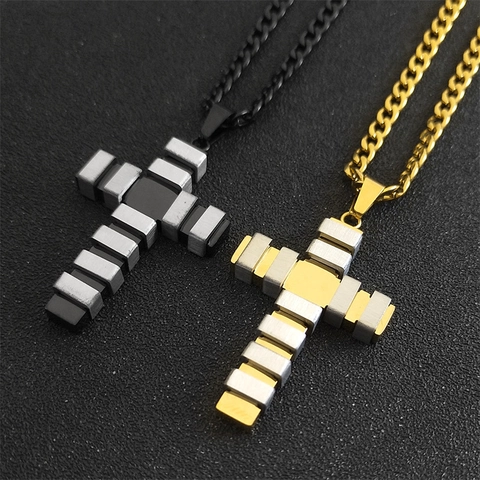 Collana Con Pendente A Croce Hip Hop In Acciaio Inossidabile Catena Cubana Gioielli Di Moda Neutrali Per Uomo E Donna