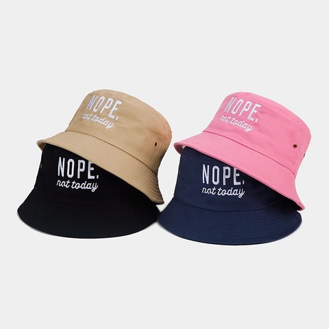 Cotton Bucket Hat Embroidered Nope Not Today Breathable Sun Protection Outdoor Casual Fashion Cap For Unisex