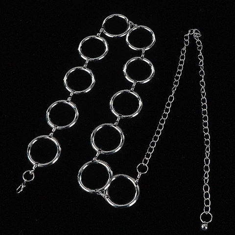 Women Metal Chain Belt Large Round Ring Adjustable Waist Chain For Dresses Zinc Alloy Iron Jewelry Accessory