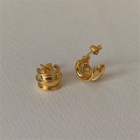 925 Sterling Silber Creolen Minimalistische Mehrlagige Gewölbte Ohrstecker Für Damen Schicker Schmuck