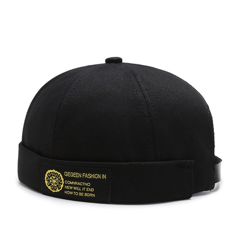 Docker Hat Brimless Landlord Cap Adjustable Leather Strap Embroidered Streetwear Hip Hop Retro For Men Women Fashion