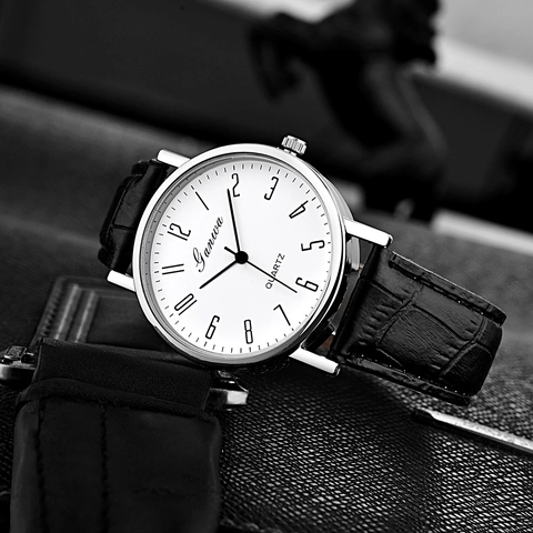Montre À Quartz Pour Homme Minimaliste Business Casual Montre Bracelet Analogique Boîtier Alliage Bracelet Cuir Synthétique
