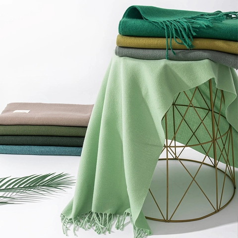 Sciarpa Scialle Invernale Da Donna Morbido Imitazione Cashmere Tinta Unita Elegante Caldo Con Nappe Versatile Casual