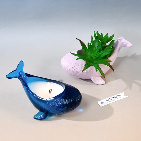 Whale Shape Silicone Mold For DIY Candle Holder Succulent Flower Pot Resin Casting Plaster Storage Box Craft Tool