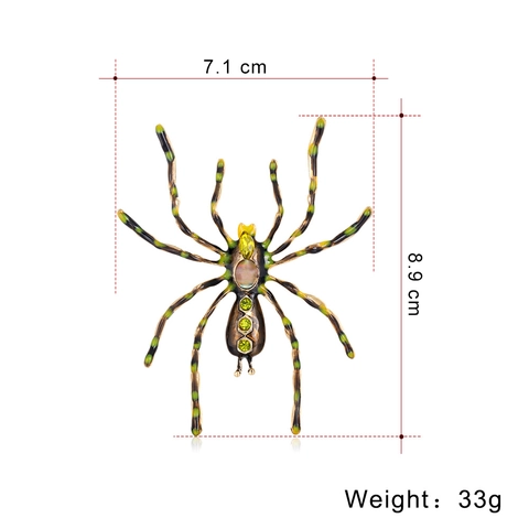 Vintage Gold Alloy Spider Brooch With Rhinestone Inlaid Fashion Animal Insect Lapel Pin For Women Halloween Party Jewelry