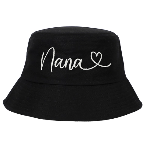 Cotton Bucket Hat Mit Nana Buchstaben Herz Stickerei Für Damen Outdoor Sonnenschutz Atmungsaktiv Lässig Mode