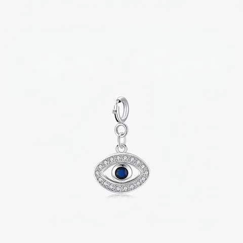 Evil Eye Anhänger 925 Sterlingsilber Blauer Zirkon Mikro Eingelegt Zierlicher Schmuck Charm Für Halskette Armband