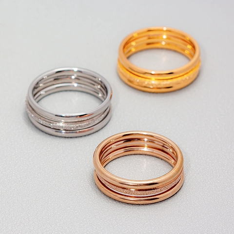 Minimalistische Titanstahl Ringe 18K Vergoldet Stapelbare Mattierte Und Polierte Band Schmuck Für Damen Mode