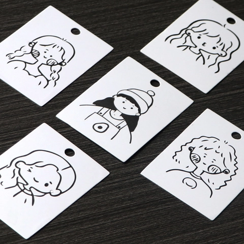 Cartellini Per Orecchini Carta Patinata Simpatica Ragazza Cartone Animato Disegno A Linee Per Confezioni Gioielli Stile Giapponese