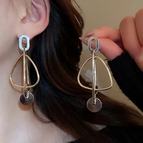 Geometrische Tropfenohrringe Mit 925 Sterling Silber Ohrstecker Zweifarbig Gold Silber Minimalistisch Für Damen