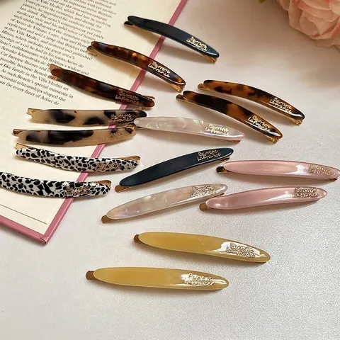 Barrette À Cheveux En Acrylique Marbré Style Français Élégant Minimaliste Imprimé Léopard En Alliage Épingle Latérale Pour Femmes
