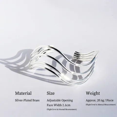 Minimalistische Meerlagige Golflijn Armband Voor Vrouwen Verstelbaar Verzilverd Koper Open Armring Mode Sieraden Cadeau