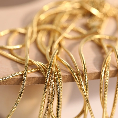 Snake Chain Necklace Stainless Steel 18K Gold Plated Minimalist Round Bone High Color Retention Layering Jewelry