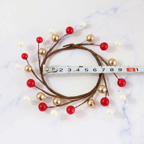 Christmas Berry Candle Ring Artificial Wreath Holiday Table Centerpiece Red Gold White Berries