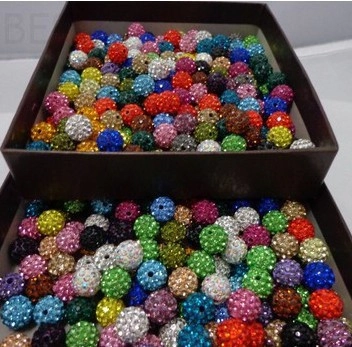 Polymer Clay Rhinestone Pave Disco Ball Loose Beads Straight Hole Shamballa Round Sparkling Spacer Beads For DIY Jewelry Craft Making
