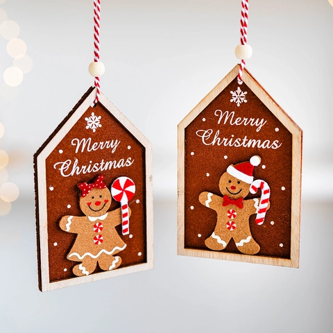 Weihnachten Lebkuchenmann Haus Holz Filz Hängeornamente Baum Dekoration Frohe Weihnachten Festliche Heimdekor Geschenke